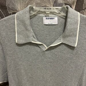 Old Navy Gray &White (trim) Polo Shirt size L. Worn a few times, zero flaws!
